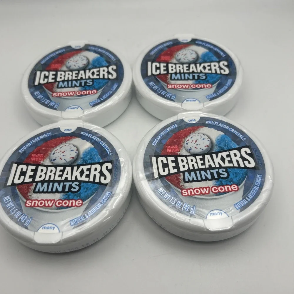 NEW! 4x Packs Ice Breakers Snow Cone Sugar Free Mints - 1.5oz Each
